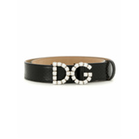 Dolce & Gabbana Cinto de couro com aplicação DG - Preto