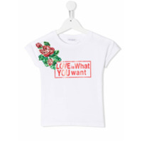 Dolce & Gabbana Kids Camiseta com paetê 'Love Is What You Want' - Branco