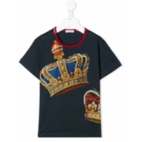 Dolce & Gabbana Kids Camiseta decote careca com estampa de coroa - Azul