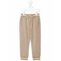 Dolce & Gabbana Kids cotton track pants with logo embroidery - Marrom