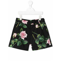 Dolce & Gabbana Kids Short com estampa de rosas - Preto