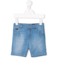 Dolce & Gabbana Kids Short jeans com placa de logo - Azul