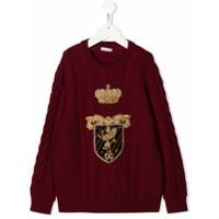 Dolce & Gabbana Kids Suéter Heraldic de tricô com patch - Vermelho