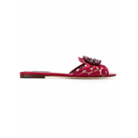 Dolce & Gabbana Sandália rasteira de renda - Vermelho