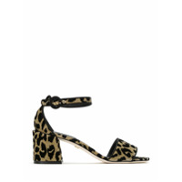 Dolce & Gabbana Sandália salto bloco animal print - Marrom