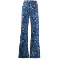 Etro Calça jeans flare com estampa paisley - Azul