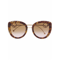 Fendi Eyewear Óculos de sol oversized com estampa FF - Marrom