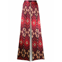 Forte Forte Calça pantalona de seda com estampa geométrica - Laranja