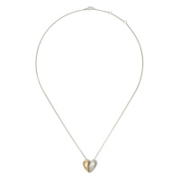 Georg Jensen 18kt yellow gold and sterling silver Curve heart pendant necklace - SILVER COLOR