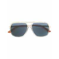 Gucci Eyewear Óculos de sol aviador quadrado - Metálico