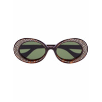 Gucci Eyewear Óculos de sol oval com aplicação de cristais - Marrom