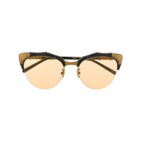 Gucci Eyewear Óculos de sol oval com efeito bambu - Preto