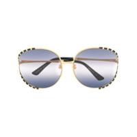 Gucci Eyewear Óculos de sol oversized redondo - Dourado