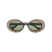 Gucci Eyewear Óculos de sol redondo com aplicação - Marrom
