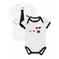 Karl Lagerfeld Kids Conjunto com dois macacões de bebê estampados - Branco
