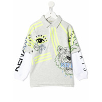 Kenzo Kids Camisa polo com estampa de tigre - Verde