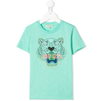 Kenzo Kids Camiseta com estampa de logo e tigre - Verde