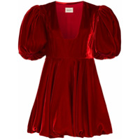 Khaite Vestido Leona de veludo com mangas bufantes - Vermelho