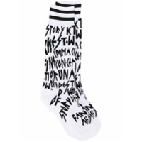 KTZ Par de meias de tricô com letra - Branco