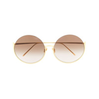 Linda Farrow Óculos de sol redondo oversized - Dourado