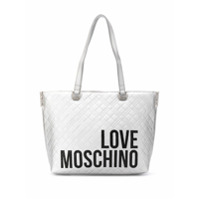 Love Moschino diamond-quilt logo tote bag - Prateado