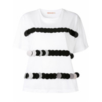 Marni Camiseta listrado com aplicação de paetês - Branco
