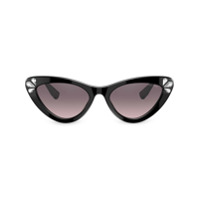 Miu Miu Eyewear Óculos de sol gatinho com aplicações de strass - Preto