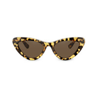 Miu Miu Eyewear Óculos de sol gatinho com efeito tartaruga - Marrom