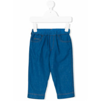 Moncler Kids Calça jeans com logo bordado - Azul