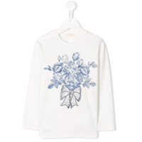 Monnalisa Camiseta com estampa floral e aplicação - Branco