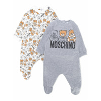 Moschino Kids Kit 2 macacões de bebê com logo - Branco