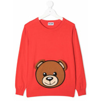 Moschino Kids Suéter de tricô leve Teddy Bear - Vermelho