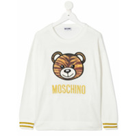 Moschino Kids teddy bear metallic detail jumper - Branco