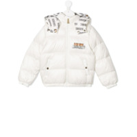 Moschino Kids teddy print puffer jacket - Branco