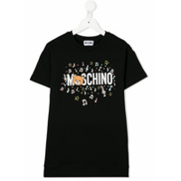 Moschino Kids Vestido com estampa de logo - Preto