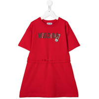 Moschino Kids Vestido reto com logo frontal - Vermelho