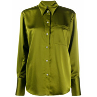 MSGM Blusa com botões e acabamento em cetim - Verde