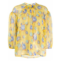MSGM Blusa de seda com estampa floral - Amarelo