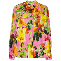 MSGM Camisa de algodão com estampa floral - Rosa