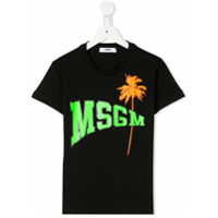 Msgm Kids Camiseta com estampa de logo e palmeira - Preto