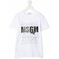 Msgm Kids Camiseta mangas curtas com logo - Branco