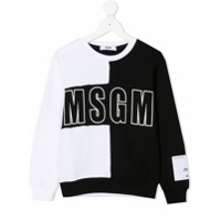 Msgm Kids colour block logo print sweatshirt - Preto