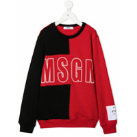 Msgm Kids colour-block logo sweater - Vermelho