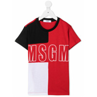 Msgm Kids logo-print contrast T-Shirt - Vermelho