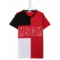 Msgm Kids TEEN logo-print contrast T-shirt - Vermelho