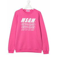 Msgm Kids TEEN logo-print cottons sweatshirt - Rosa