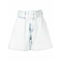 MSGM Short jeans cintura alta com cinto - Branco