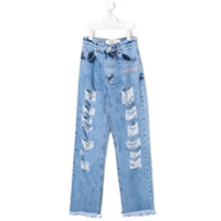 Natasha Zinko Kids Calça jeans com detalhe puído - Azul