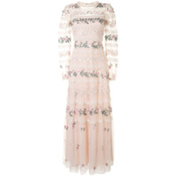 Needle & Thread embroidered precious rose gown - Branco