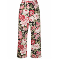 P.A.R.O.S.H. Calça jeans reta com estampa floral - Rosa